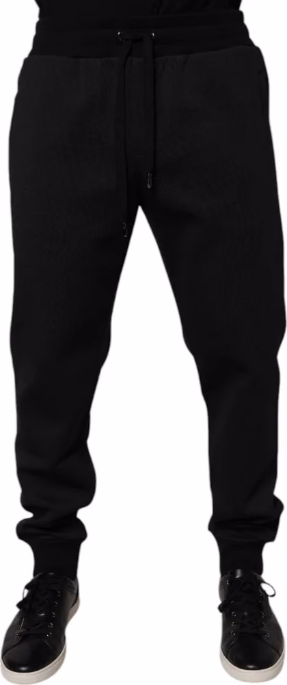 Dolce & Gabbana Black Polyester Men Jogger Sweatpants Pants