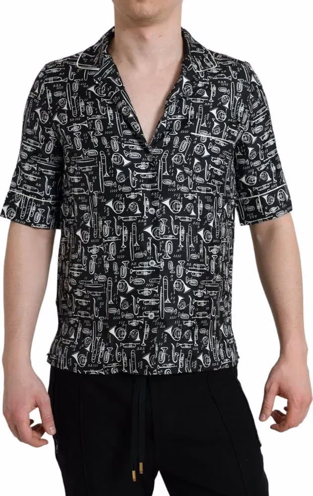 Dolce & Gabbana Black Silk Shortsleeve Shirt