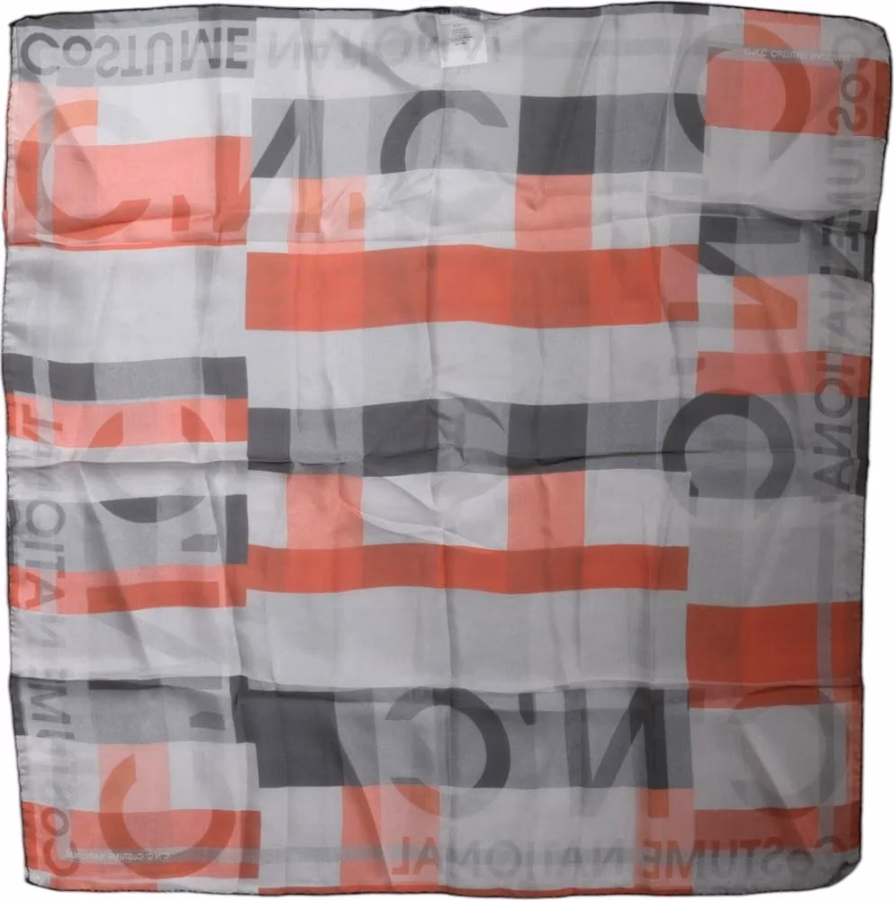 Costume National Gray Red Silk Square Neck Wrap Scarf