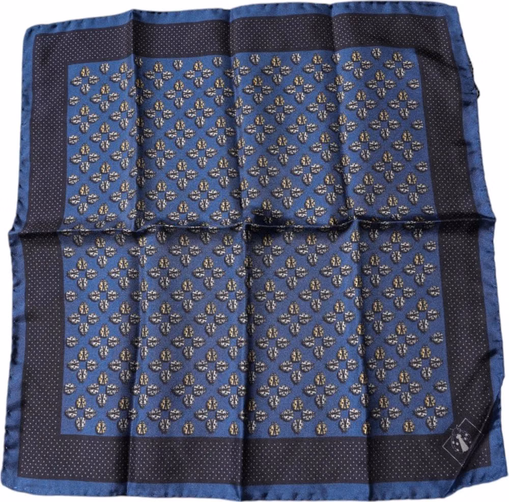 Dolce & Gabbana Blue Lady Bug Silk Square Handkerchief Scarf