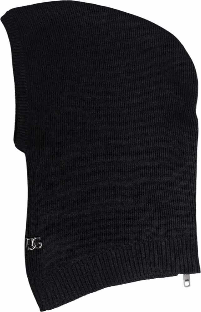 Dolce & Gabbana Black Wool Whole Head Wrap Balaclava Hat
