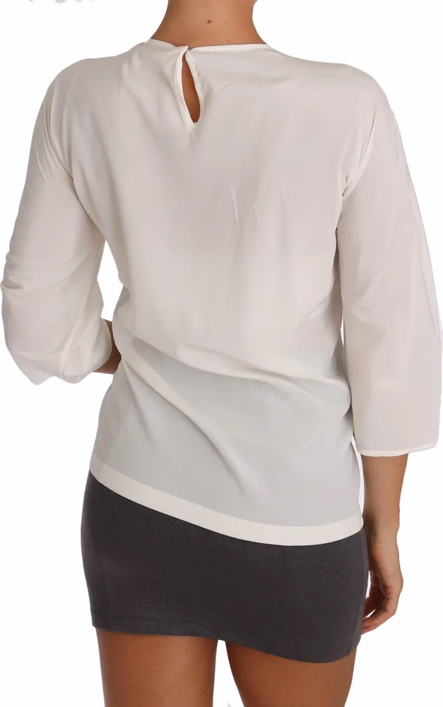 Dolce & Gabbana White Silk #dgfamily Blouse T-shirt