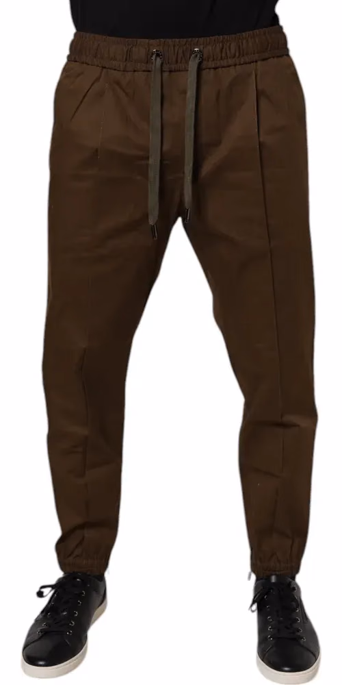 Dolce & Gabbana Brown Cotton Stretch Jogger Sweatpants Pants