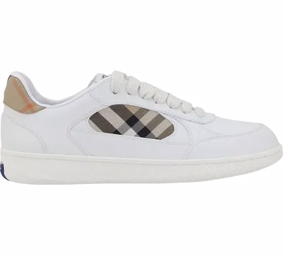 Burberry White Calf Leather Bos Taurus Low Top Sneakers