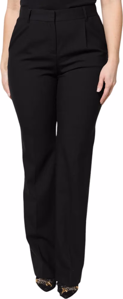 Dolce & Gabbana Black Wool High Waist Boot Cut Dress Pants
