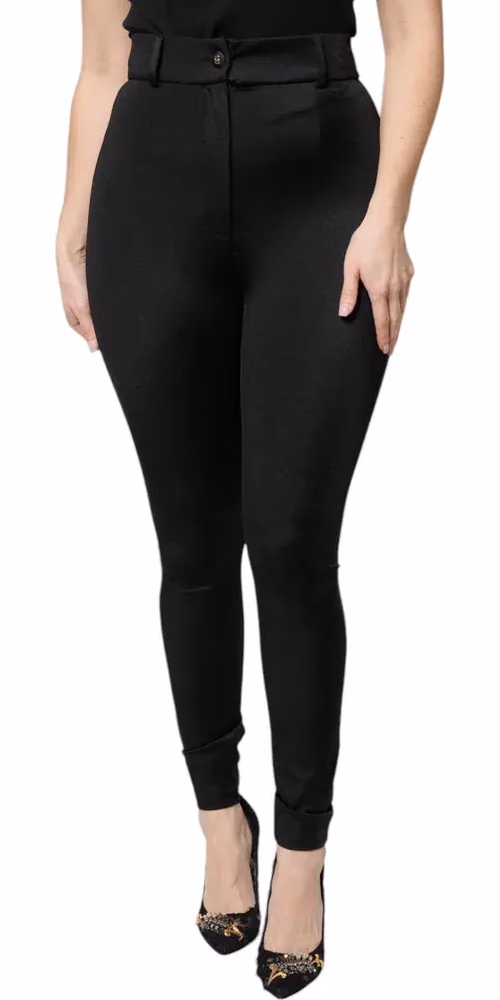Dolce & Gabbana Black Nylon High Waist Slim Fit Pants