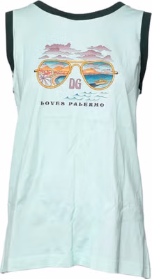 Light Green Graphic Print Sleeveless Tank T-shirt