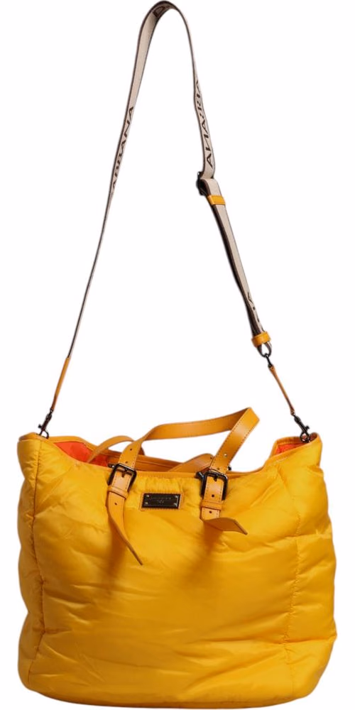 Dolce & Gabbana Yellow Orange Nylon Logo Plaque Hand Shoulder Duffle Bag