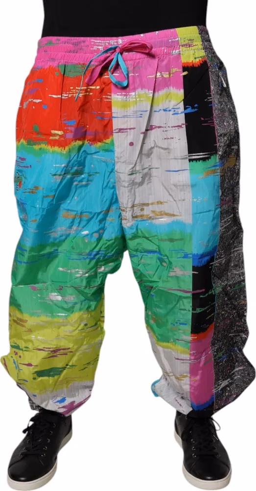 Dolce & Gabbana Multicolor Patchwork Mid Waist Sweatpants Pants