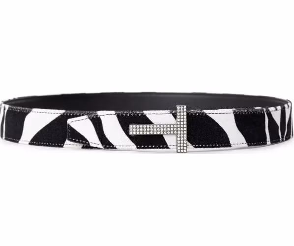 Tom Ford Black And White Leather Regular Belt