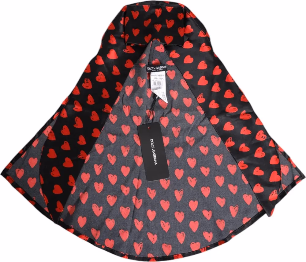 Dolce & Gabbana Black Red Hearts Polyester Hat