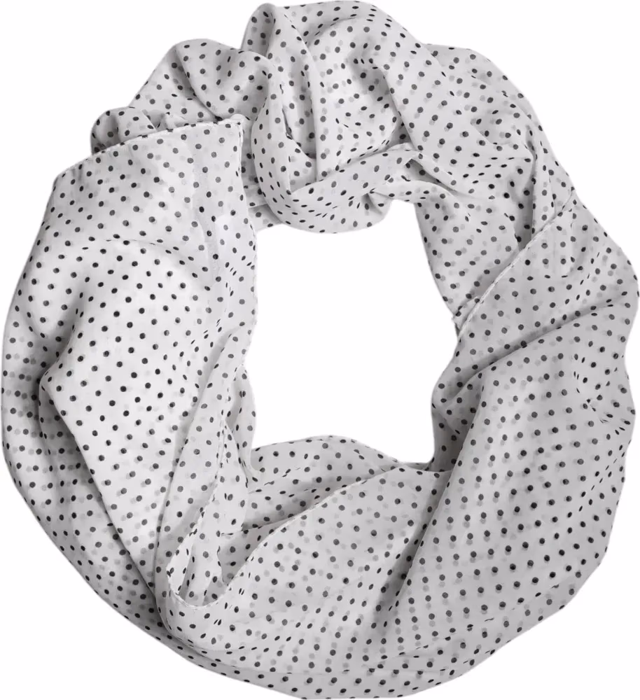Dolce & Gabbana White Polka Dots Polyester Wrap Shawl Scarf