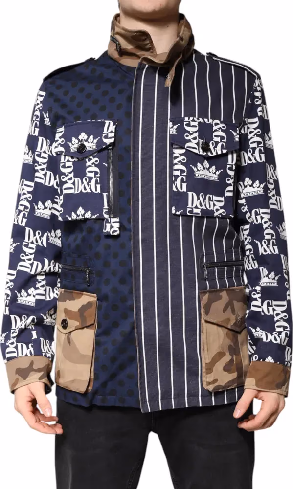 Dolce & Gabbana Multicolor Cotton Logo Patchwork Coat Jacket