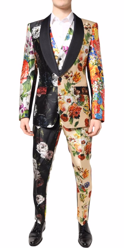 Dolce & Gabbana Multicolor Floral SICILIA Silk 3 Piece Suit