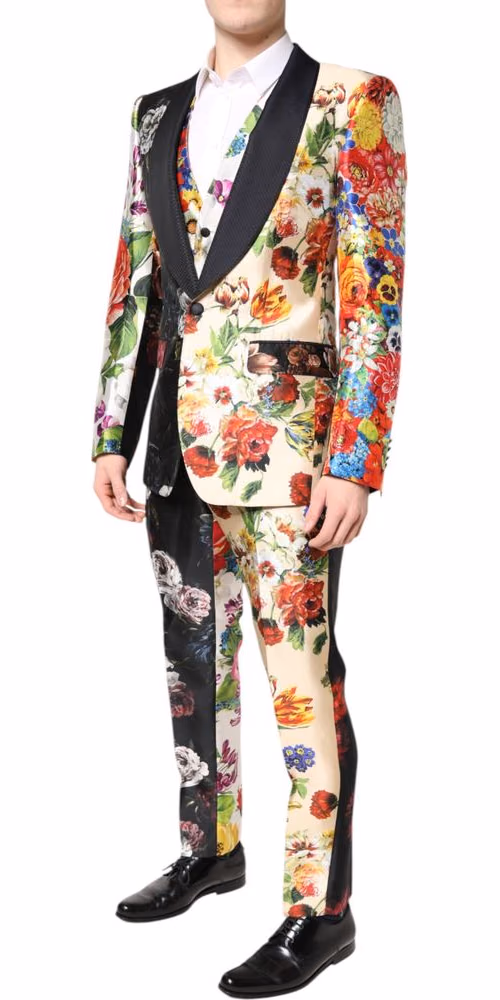 Dolce & Gabbana Multicolor Floral SICILIA Silk 3 Piece Suit