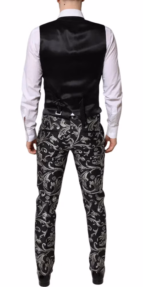Dolce & Gabbana Dark Gray MARTINI Jacquard Men 3 Piece Suit