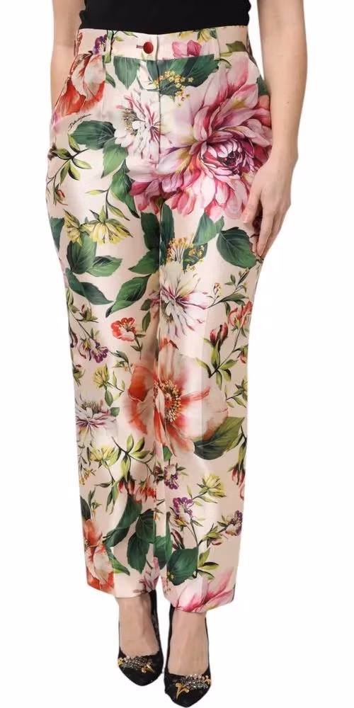 Dolce & Gabbana Multicolor Floral High Waist Straight Pants