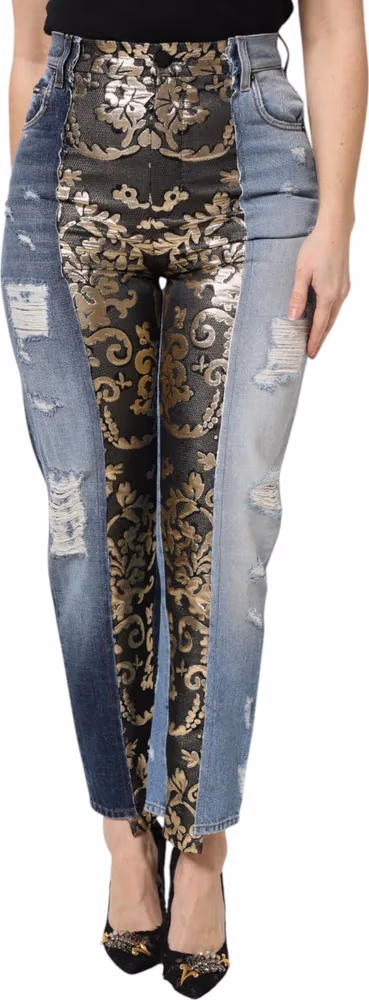 Dolce & Gabbana Multicolor Patchwork High Waist Denim Jeans
