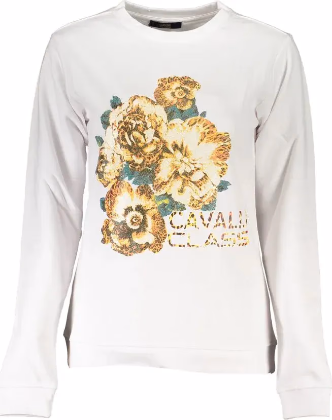 Cavalli Class White Cotton Sweater