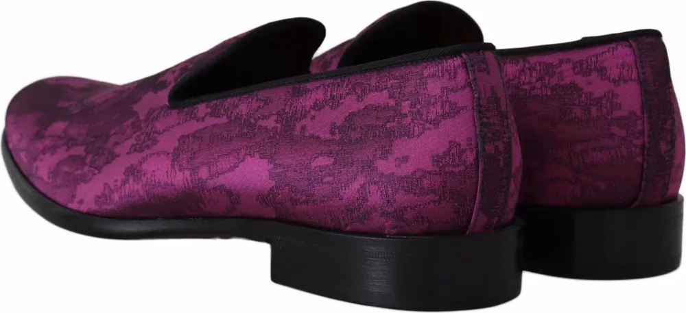 Dolce & Gabbana Purple Jacquard Loafers Dress Formal Shoes