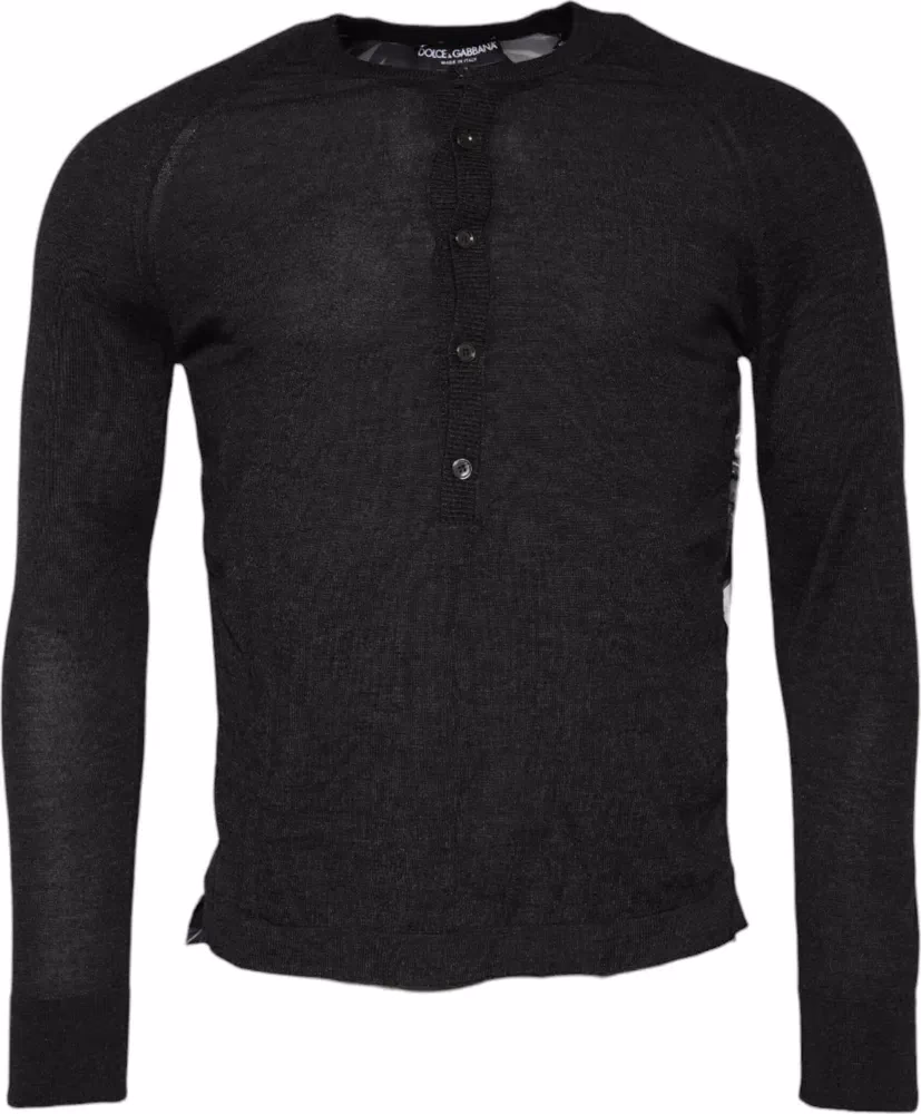 Dolce & Gabbana Black Printed Knitted Men Pullover Sweater
