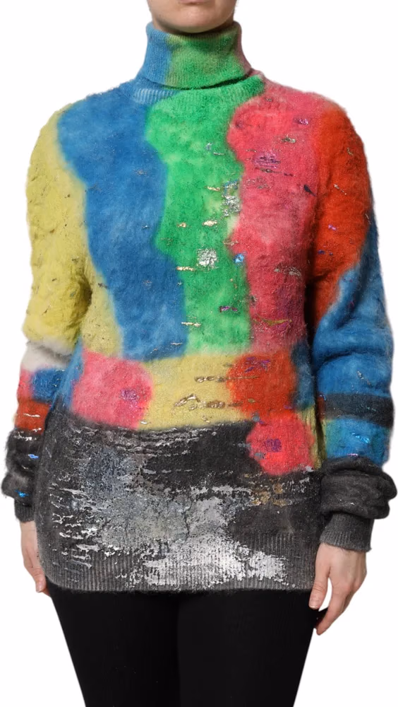 Dolce & Gabbana Multicolor Mohair Turtleneck Pullover Sweater