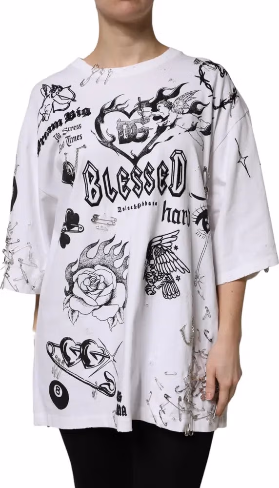 Dolce & Gabbana White Cotton DG BLESSED Printed T-shirt
