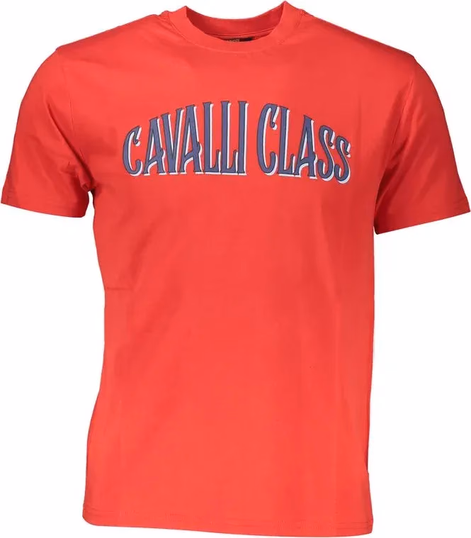 Cavalli Class Red Cotton Men T-Shirt
