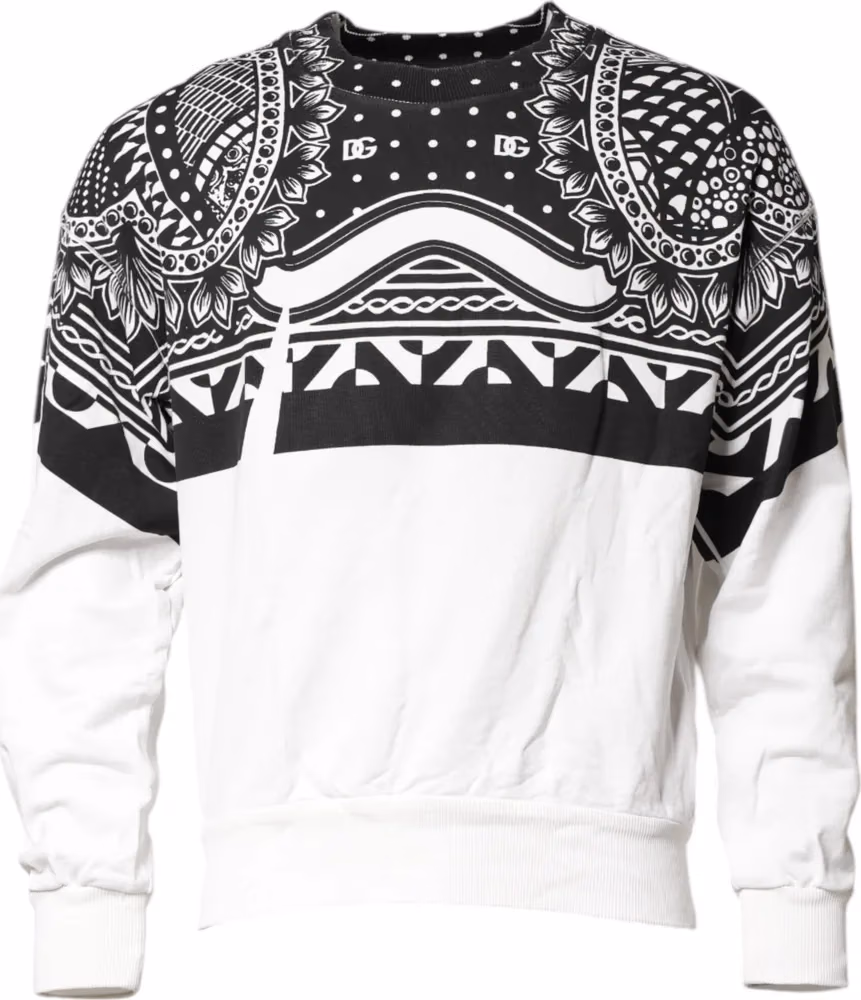Dolce & Gabbana Black White Bandana Cotton Men Sweatshirt Sweater