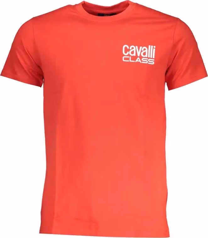 Cavalli Class Rosso Cotton Men T-Shirt