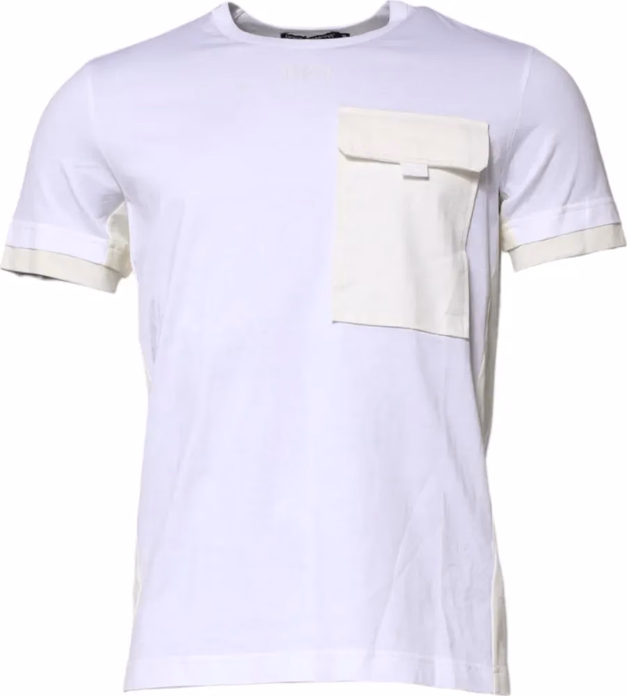 Dolce & Gabbana White Cotton Pocket Short Sleeves T-shirt