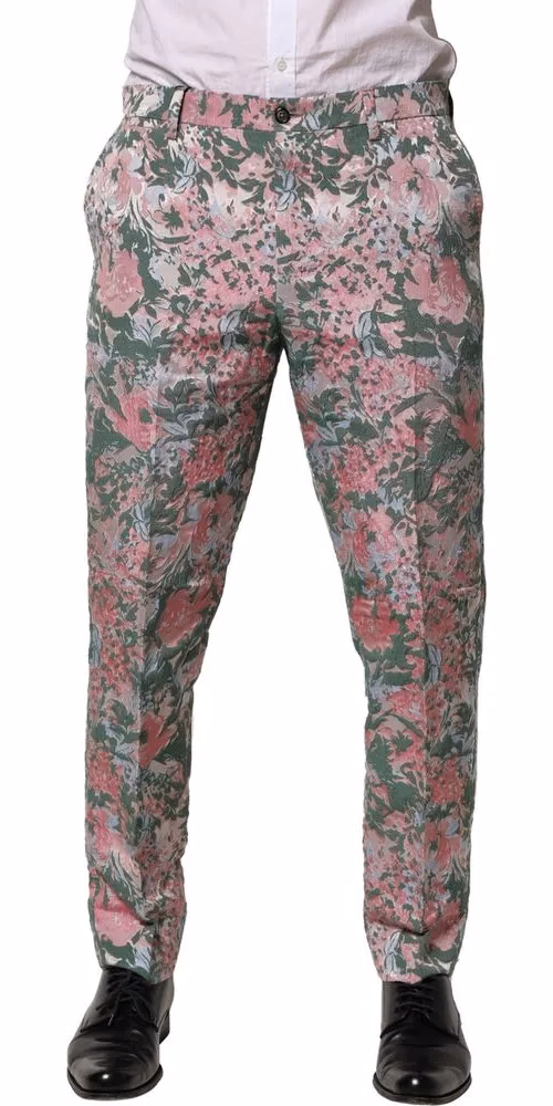 Dolce & Gabbana Multicolor Floral Jacquard Pants