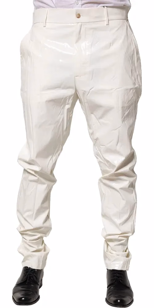 Dolce & Gabbana White Nylon Tapered Dress Men Pants