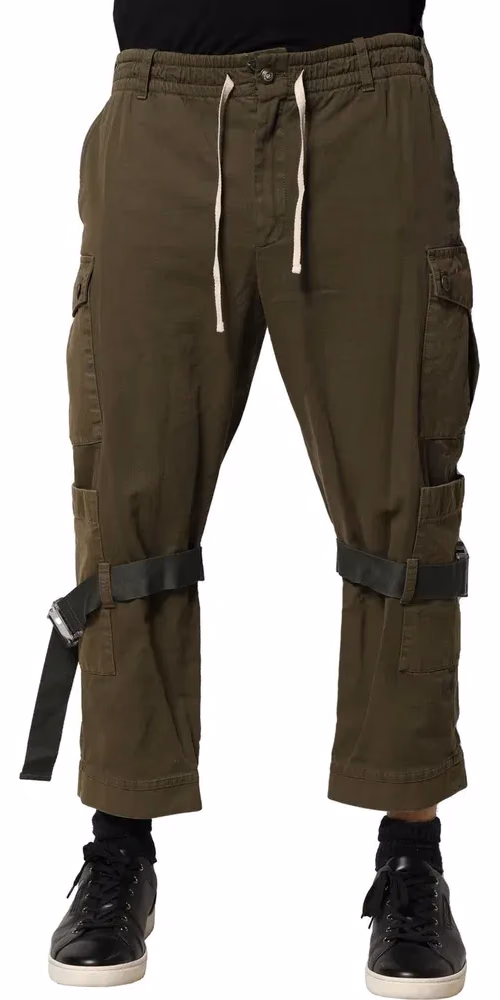 Dolce & Gabbana Brown Cotton Cargo Drawstring Pants