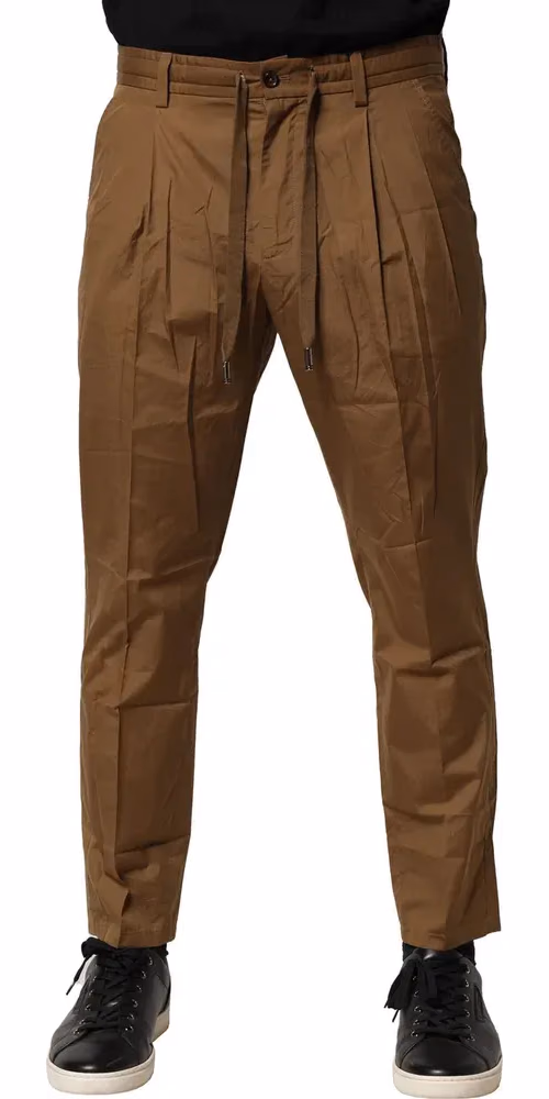 Dolce & Gabbana Brown Cotton Chino Mid Waist Men Pants