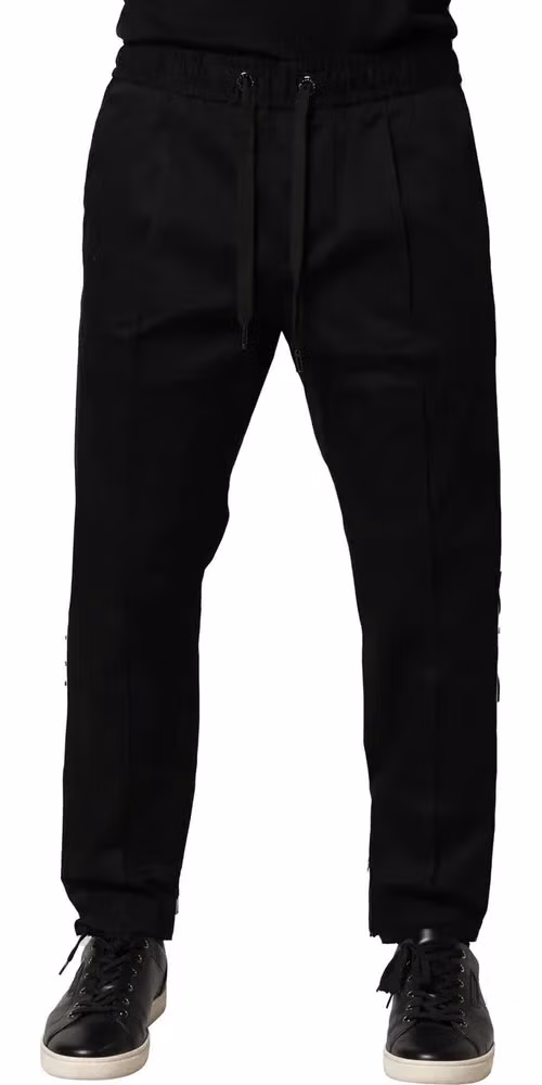 Dolce & Gabbana Black Cotton Mid Waist Jogger Pants