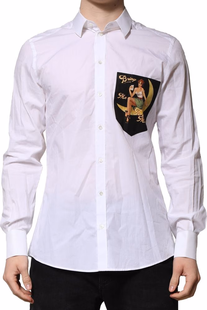 Dolce & Gabbana White MARTINI Long Sleeves Men Formal Shirt