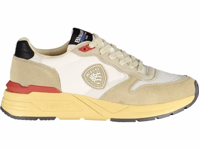 Blauer Beige Polyurethane Men Sneaker