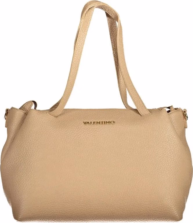 Mario Valentino Beige Polyurethane Women's Bag with Adjustable Shoulder Strap