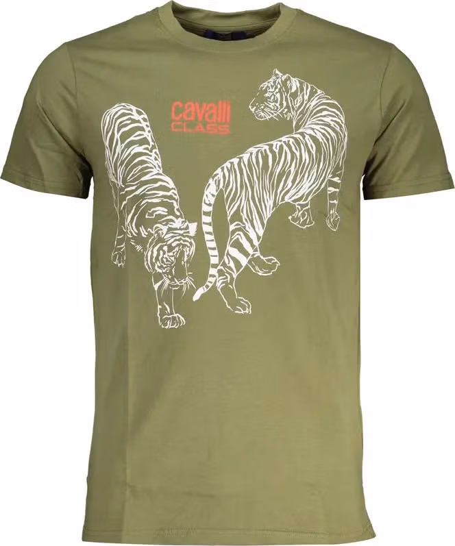 Cavalli Class Verde Cotton Men T-Shirt