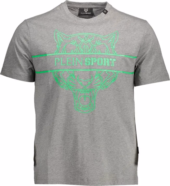 Plein Sport "Gray Cotton Men's T-Shirt with Contrasting Details"