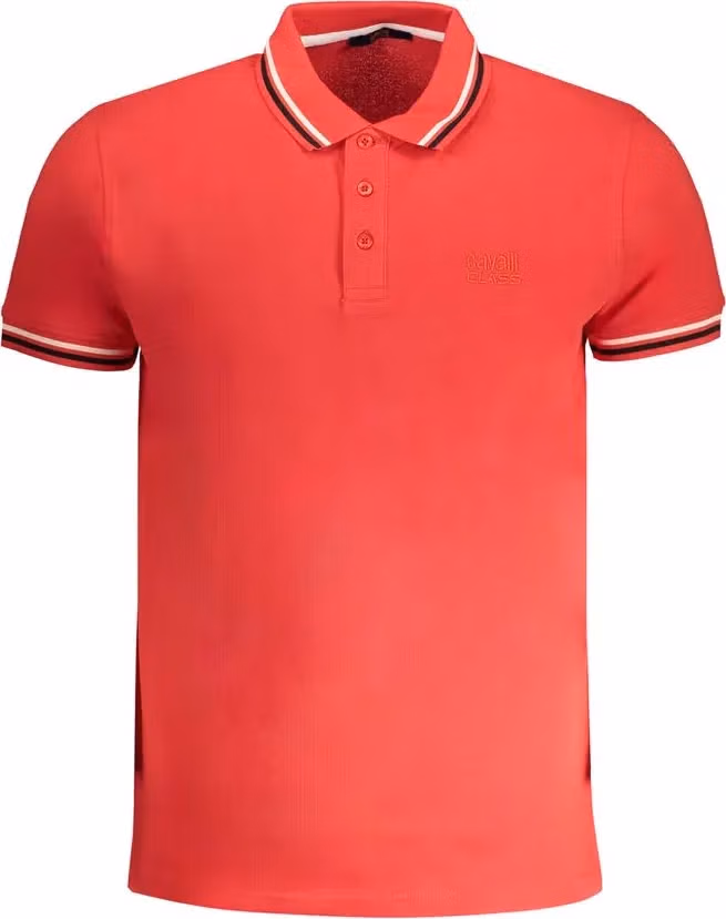 Cavalli Class Red Cotton Men Polo Shirt