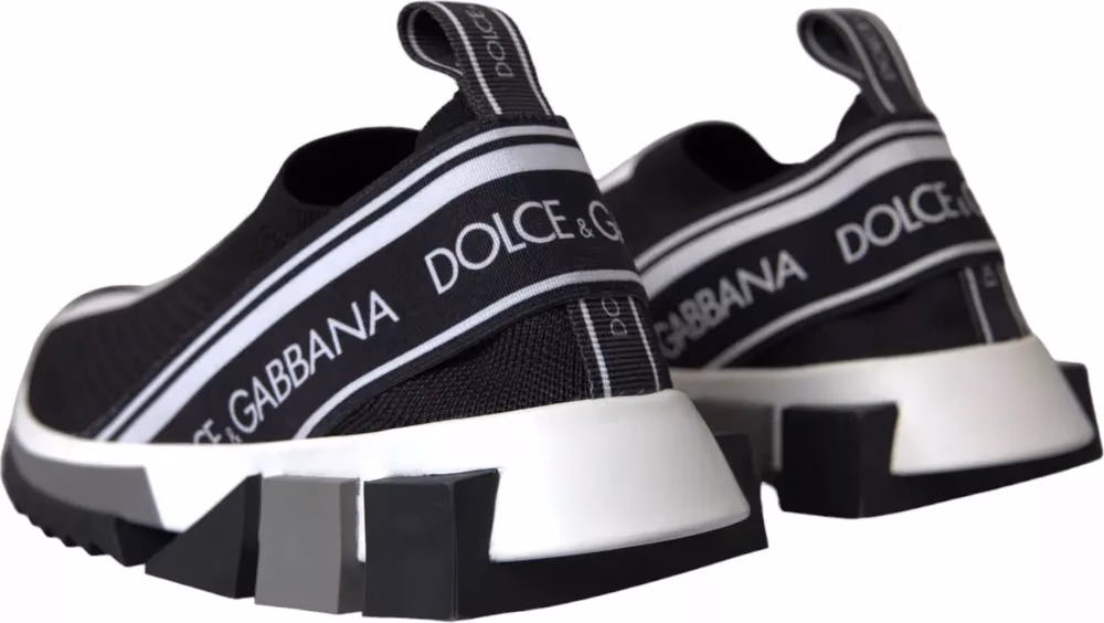 Dolce & Gabbana Black White Slip On Sorrento Sneakers Shoes