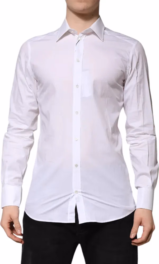 Dolce & Gabbana White GOLD Long Sleeves Dress Formal Shirt