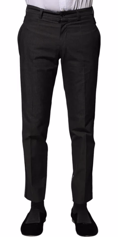 Dolce & Gabbana Gray Cotton Patterned Formal Pants