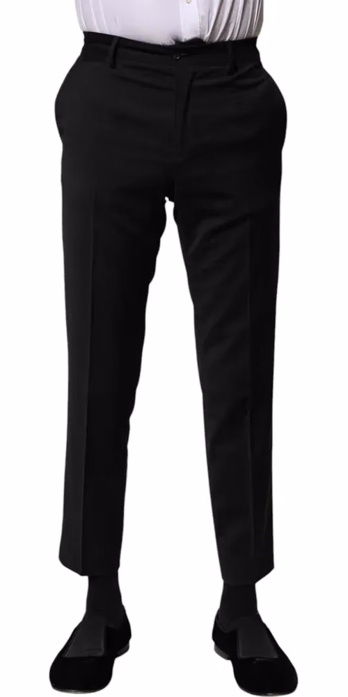 Dolce & Gabbana Black Wool Formal Men Cropped Pants
