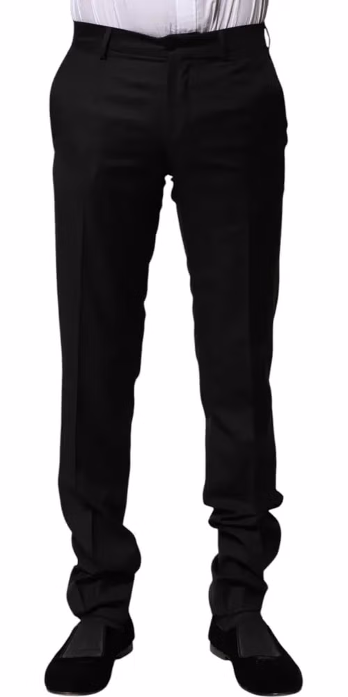 Dolce & Gabbana Black Wool Formal Men Slim Pants