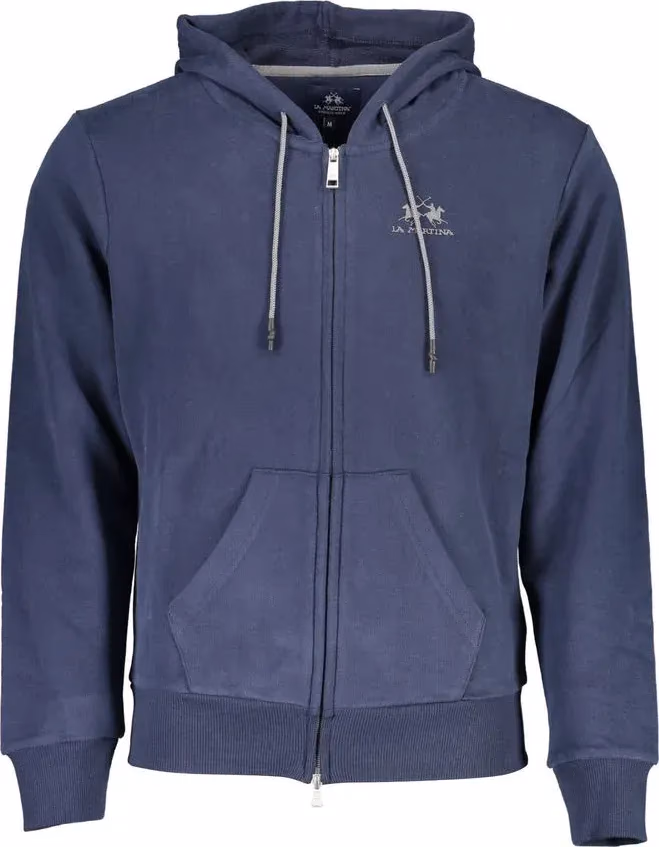 La Martina Blue Cotton Men's Hooded Sweater