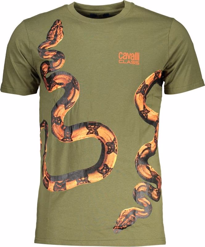 Cavalli Class Verde Cotton Mens T-Shirt
