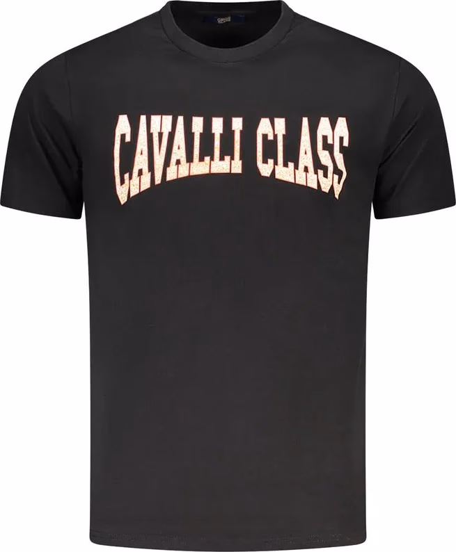 Cavalli Class Black Cotton Men T-Shirt